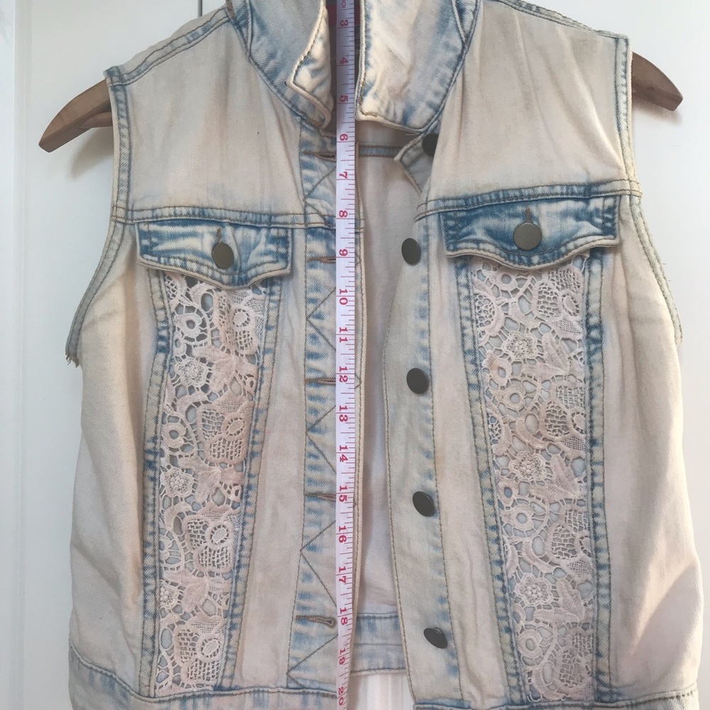 Vintage denim and lace vest